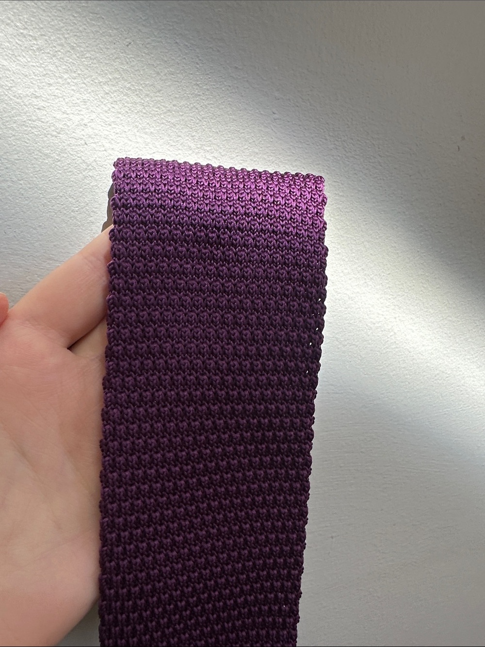 7 Downie Street Plum 100% Silk Knit Flat End Neck Tie